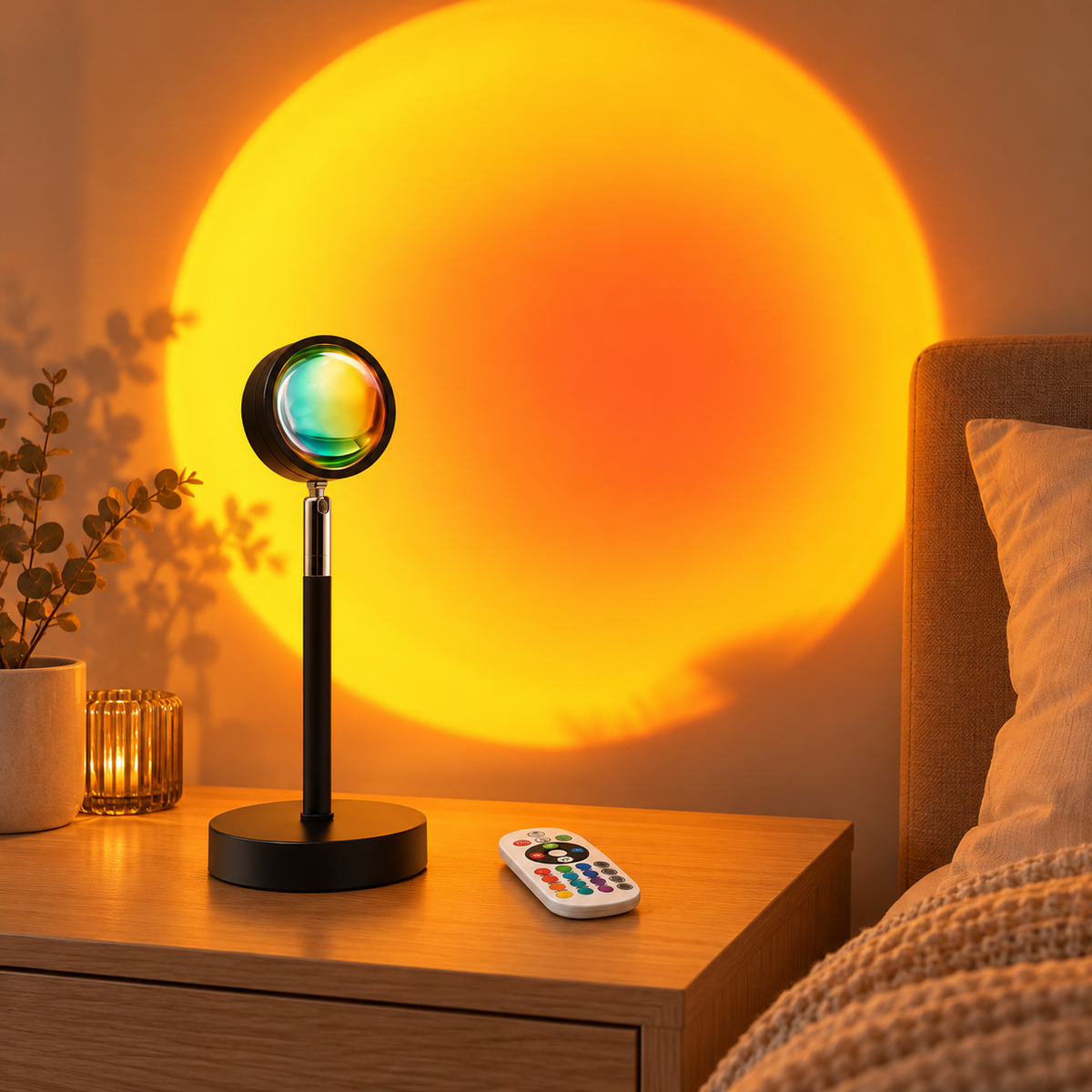 Lámpara atardecer: 16 colores y mando